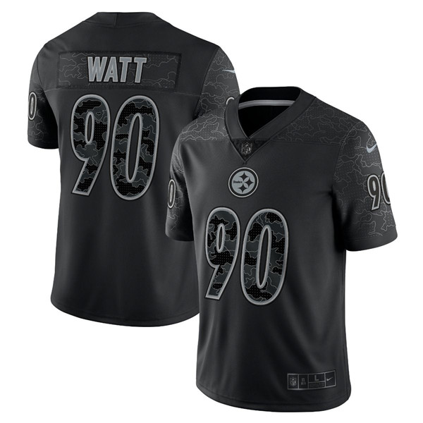 Men's Pittsburgh Steelers #90 T.J. Watt Reflective Limited Stitched Jersey - Click Image to Close